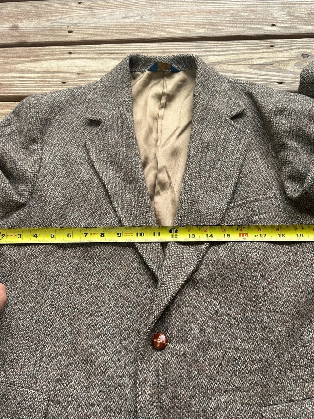 Pendleton Wool Tweed Blazer Sport Coat Brown Herringbone USA 44 Vintage
